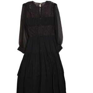Lilia Smith (R) Exclusive Black Maxi Dress Long Sleeves Transparent Lace 5/6